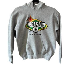 Gildan Gray Pullover Hoodie with Vibrant Graphic Design youth L